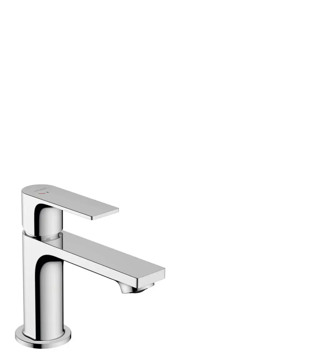 Chromfarbener Einhebel-Waschtischmischer von Hansgrohe mit flacher Bedienung und breiter Auslaufkante, geeignet für moderne Badezimmereinrichtungen.